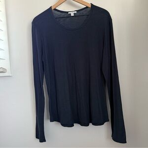 James Perse 4 XL Large Long Sleeve Tee Navy Lightweight Relaxed